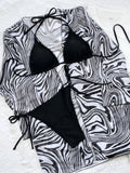 Bikini Leopard Print Robe 3 Piece Set