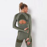 New Women's Fitness T-Shirt Sport Crop Top Long Sleeve Layer Crew Neck Power Stretch Workout Crop Top Sexy Gym