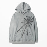 Harajuku Outwear Zipper Sweatshirts Emo Alt Clothing Gothic Punk Spider Web Hooded Women Fairy Grunge Dark Plus size
