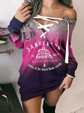 Print Lace-Up Long Sleeve Shirt