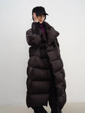 Xixi 2025 Winter New Temperament Simple Thin Long Coat Duck Down Jacket Coat Women