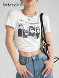 Skinny Summer T Shirt For Women Short Sleeve Print Colorblock Slim T Shirts Female Clothing 2022 Fashion New