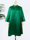 Size Round-neck Flared Sleeves Solid Color Loose Slimming Fit Casual Party Women's