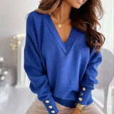 V-neck Jumper Knitted Sweater Women Autumn Loose Pullover Women Sweater Loose Office Lady Casual Winter Female Sweater