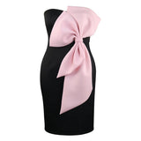 Sexy One-Word Shoulder Dress With Chest-Colored Bow Dress Dress Dress