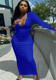 Ribbed Sexy Long Bodycon Dress with Full