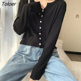 Single Breasted Cardigans Women Tender Girls Long Sleeve Sunscreen Korean Style Knitted Cropped Sweaters Leisure