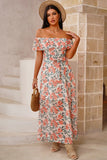 Off-Shoulder Fold-Over Belted Maxi