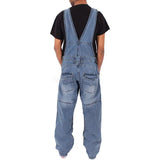 Polytech Men's Trousers Men's Denim Straps Stylish Simple Multi-Pocket Loose