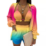 Independent Station New Popular Style Sexy Summer Solid Color Printing 3-Piece Suit Girl-Outfit