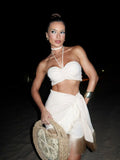 Hanging Neck Smeared Chest Split Beach Set Tuxedo Skirt 2025 New Summer Resort