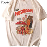 Aesthetic Y2K Vintage Mushroom Cartoon T Shirts Women Summer Cotton Oversized Women Girls Tees Tops Harajuku Kawaii