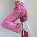 Women Corduroy Patchwork Straight Trousers Ladies Fashion Long Vintage Streetwear Y2K Solid Color Pantalones De