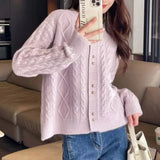 Red Sweater Cardigan 2024 Early Spring New Foreign Style Sweater Winter Thickened Jacket Fashion Trend-Outfit