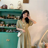 Dresses Women Friends Various Colors Summer College Sweet Solid Button Stylish Soft All-match Korean Loose Clothes