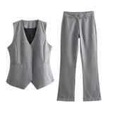 Asymmetrical Vest 9427556 Low Waist Straight Trousers 1478229 Set-Outfit