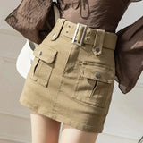 Women Summer Cargo Skirt High Waist Korean Version Y2k Fashion Casual Denim Skirts Style Pants Vintage A-line Women's