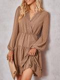 Dot Lace Trim Surplice Tiered