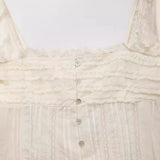 Spring Style Laminated Embroidery Slim Sling Blouse 0881034-Outfit