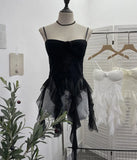 Sleeveless Vest Women With Chest Pads With Tectoral Lace Slings Irregular Ribbon Short Coat