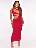 Summer Streetwear One Shoulder Dresses For Women 2022 White Black Red Bodycon Dress Women Hollow Out Sundress Female