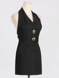 Spring New Short-Sized And Hip Dress Femininity Sleeveless Hanging Neck Deep V Neck Open Back To