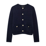 Homemade New Women's Ocean Gold Buckle Knitted Coat