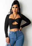Party Cut Out Sexy Long Sleeve Crop