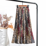 Summer Chiffon Beach Boho Maxi Women Skirt High Waist Floral Print Vintage Holiday Ruched Long Fashion Skirts