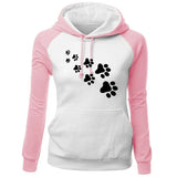 Ear Cat dog Paws Women Hoodies Sweatshirt Cute Tops Pink Winter Pattern Long Sleeve Moletom Hooded Sweatshirts