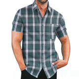 Lattice Men's Shirt 2025 New Wish Short Sleeve Cardigan Station European