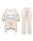 2025 New Knitted Plush Long-Sleeved Coat Vest Shorts Four-Piece Set + Three-Piece