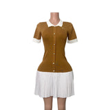 Wind Bumping Collar Short Sleeves Covert Thin 100 Folded Knitted