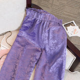 Purple Spring And Autumn High Waist Women! Purple Acetic Acid Wide-Legged Trousers New Spring Style 2023 Fashionable Foreign Style Trousers-Outfit
