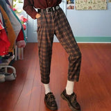 Woman Pants High Waist Wide Leg Pants Streetwear Woman Casual Straight Stripped Plaid Pant Loose Sweatpants Trousers 1022-1