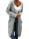 Casuald Cardigan Women Long Sleeve Hooded Sweater Casual Winter Warm Cable Knit Jumper Female Casual Loose Knitted