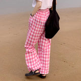 Women Plaid High Waist Loose Summer All-match Wide Leg Trousers Hot Sale Casual Fashion Ulzzang Harajuku Mujer Ins