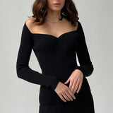 Collar Knitted Sweater New Solid-Color Bottoming Shirt For Women In Autumn And