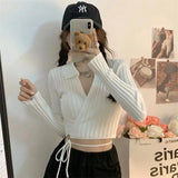 Strapped Sweater Cardigan Woman Spring 2025 New Hot Girl Exposed Umbilly Knitted Blouse Outside