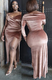 Brown Velvet Irregular Sweetheart Sexy Long Party