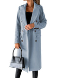 Women's Spring 2025 New Coat With Hair, Coat Solid Long-Sleeved Double-Buttoned