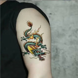 Big Colorful Dragon Fake Tattoo Stickers For Men Women Body Art Arm Temporary Tatoos Waterproof Flash Decals