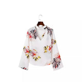 New Spring 2024 Style Neck V-Collar Printed Seersucker Shirt-Outfit
