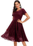 Lace Short Sleeve A-line Bridesmaid