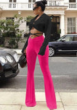 Formal Solid Plain Short Blouse and Contrast Pants