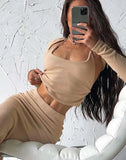 Sexy Knitted Halter Lace-up Thank Long Sleeve Cape and Long Pencil Skirt Three PCS