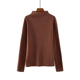 Half Turtleneck Long Sleeve T Shirt Women 2020 Spring Harajuku Solid Bottoming Pullovers 7 Colors Fashion Thin