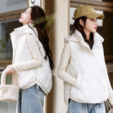2024 Autumn And Winter Vest Women's Down Cotton Short Loose Korean Version Of Versatile Diamond Cotton Vest Sleeveless Vest Coat-Outfit