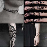 Black Snack Temporary Tattoos For Men Women Neck Arm Body Art Waterproof Fake Tatto Stickers Flash Decals