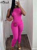 Summer Black Backless Jumpsuit Casual Club Outfits For Women RoseRed Off Shoulder Sleeveless Jumpsuit Stretchy